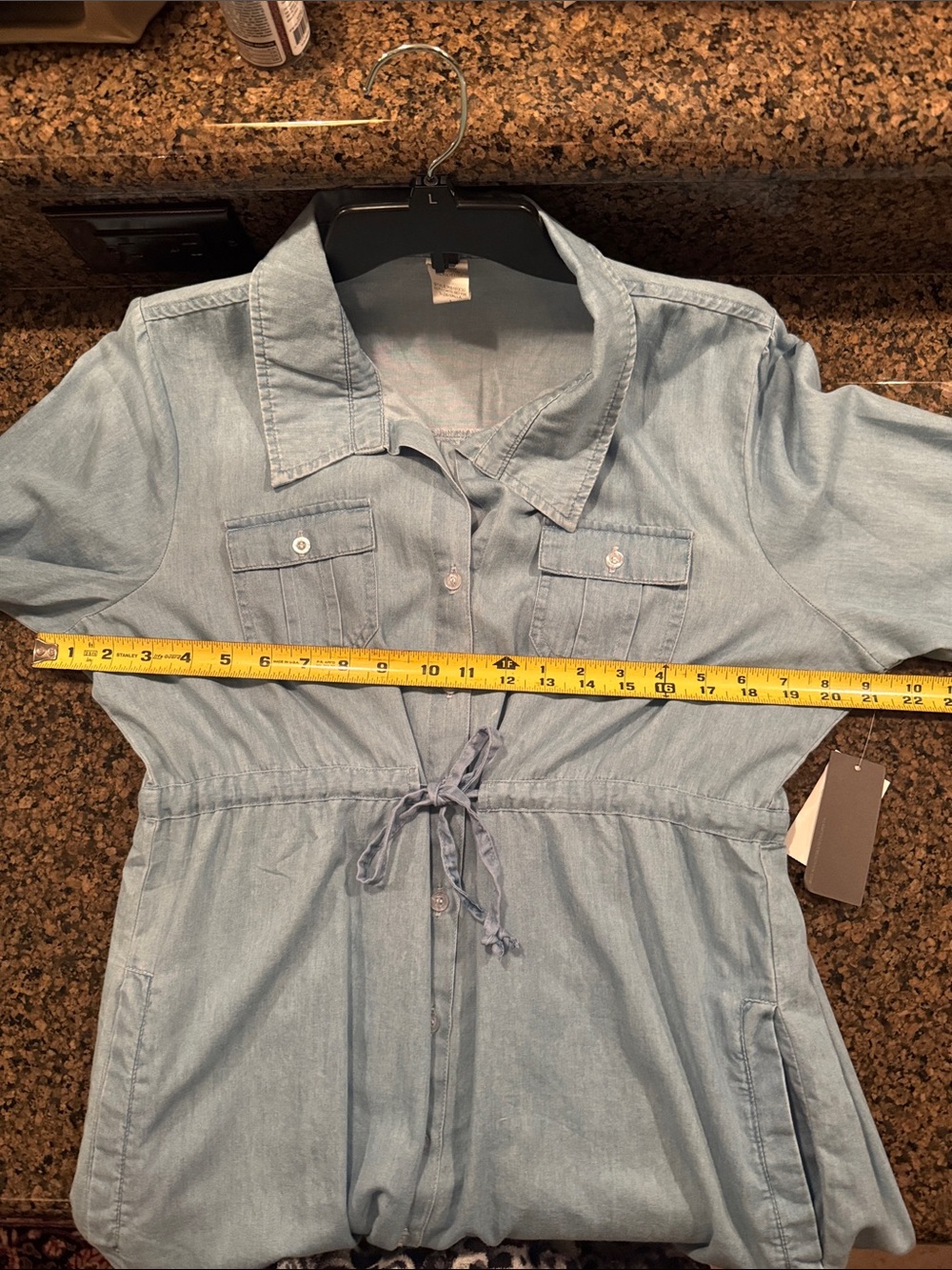 Kenneth Cole Denim Shirt Dress or Tunic Pull String Waist SIZE L - NWT - Picture 11 of 11